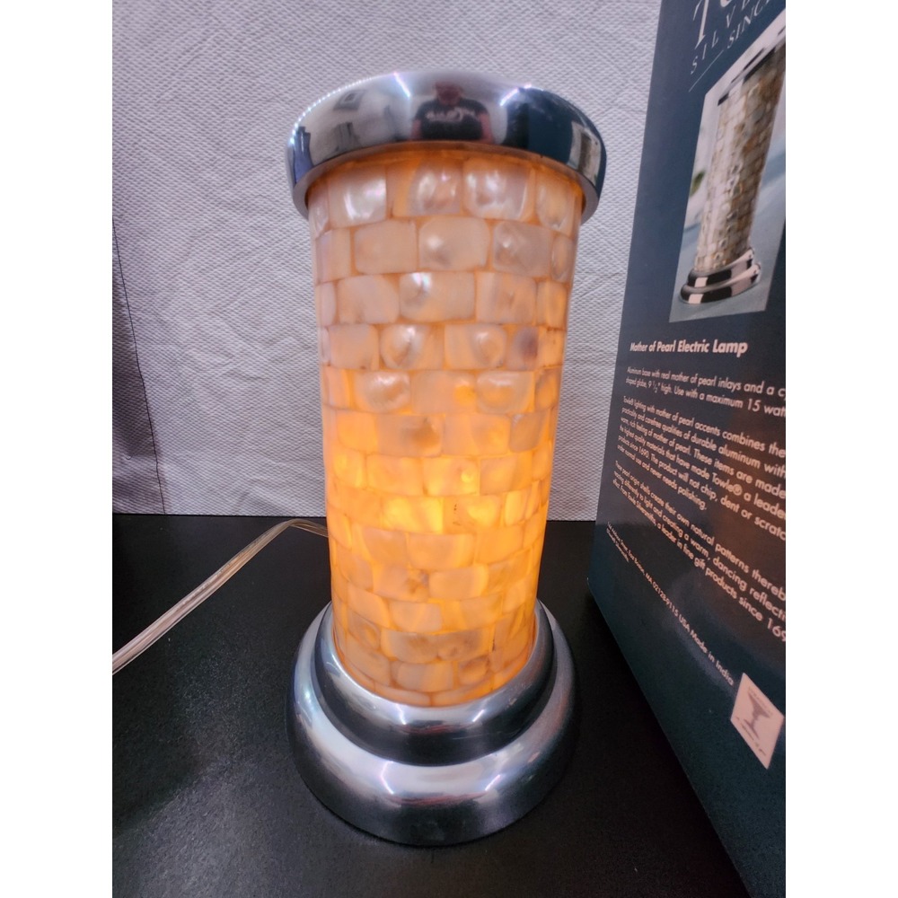 Vintage, Towle Silversmiths Table Lamp 12" Tall, Mother of Pearl New, See Detail - Picture 5 of 8